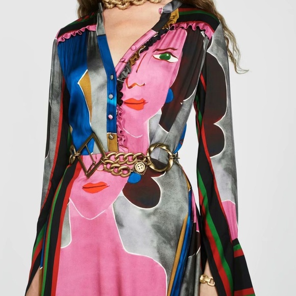 Asymmetrical Starry Euro Abstract Drawing Dress - Picture 2 of 5